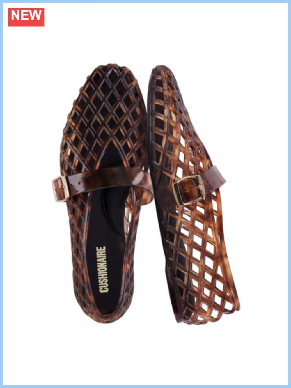 CUSHIONAIRE Woven Jelly Mary Jane Ballet Flats Adjustable Buckle Women